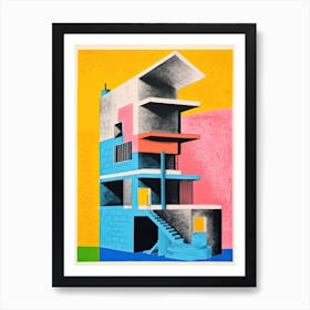 A House In Dubai, Abstract Risograph Style 3 Art Print