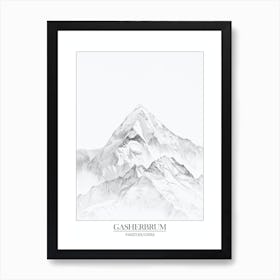 Gasherbrum I Pakistan China Line Drawing 5 Poster Art Print