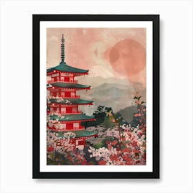Kiyomizu Dera Temple In Kyoto Mid Century Modern 2 Art Print