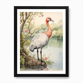 Storybook Animal Watercolour Flamingo 2 Art Print