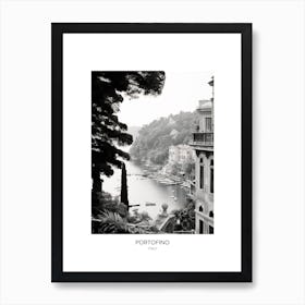 Poster Of Portofino, Italy, Black And White Photo 3 Art Print