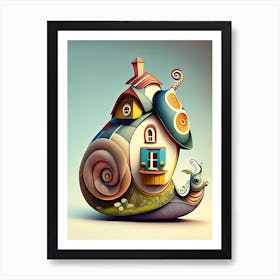 Snail With House On Its Back Patchwork Art Print