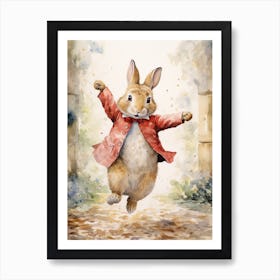 Bunny Dancing Rabbit Prints Watercolour 2 Art Print