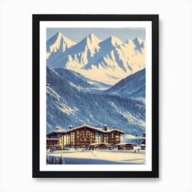 La Plagne, France Ski Resort Vintage Landscape 1 Skiing Poster Art Print