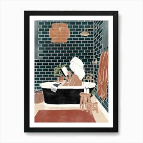 Woman in a bathtub Art Print