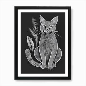 Burmese Cat Minimalist Illustration 2 Art Print