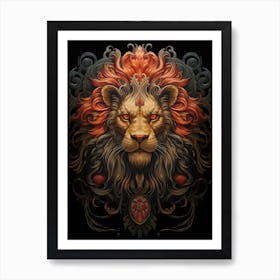 Lion Art Painting Naive Style 3 Art Print