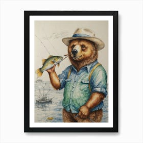 Bear Fishing 1 Art Print