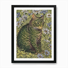 Cat In Daisies Art Print