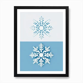 Cold, Snowflakes, Retro Minimal 4 Art Print