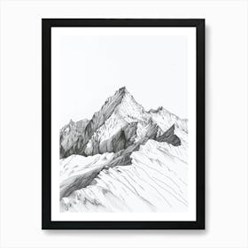 Makalu Nepalchina Line Drawing 1 Art Print