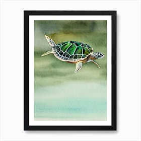 Green Turtle Storybook Watercolour Art Print