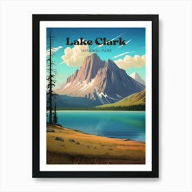 Lake Clark National Park Alaska Mountain View Travel Art Illustration Art Print