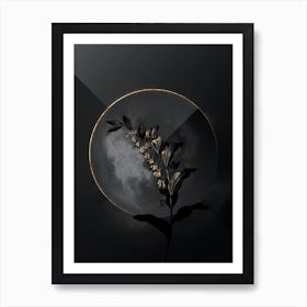 Shadowy Vintage Solomon's Seal Botanical on Black with Gold Art Print