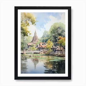 Suan Nong Nooch Garden Thailand Watercolour 5 Art Print