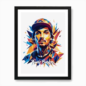 Travis Barker Blink 182 04 Portrait Music Icon WPAP Pop Art Style Art Print