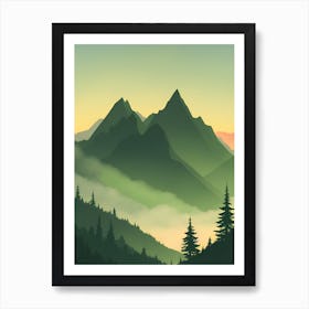 Misty Mountains Vertical Composition In Green Tone 41 Art Print