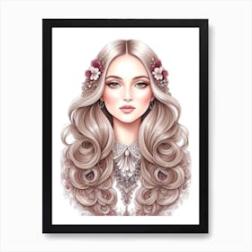 Beautiful Girl With Long Hair Art Print