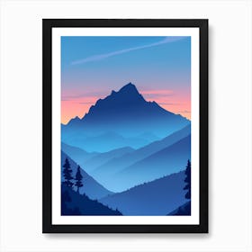 Misty Mountains Vertical Composition In Blue Tone 194 Art Print