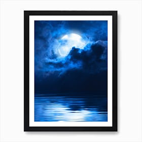 Full Moon Over Water - Mystic Moon poster Art Print