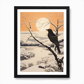 Winter Bird Painting Crow 2 Poster