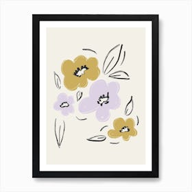 Flower Bouquet 3 Ochre Lila Art Print