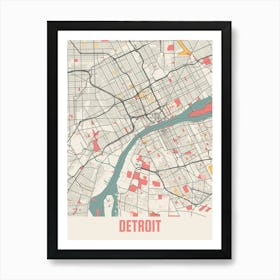 Detroit Map Poster Art Print