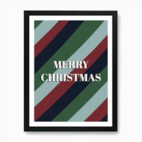 Merry Christmas Festive Stripes Art Print