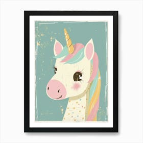 Rainbow Pastel Unicorn Storybook Style 1 Affiche