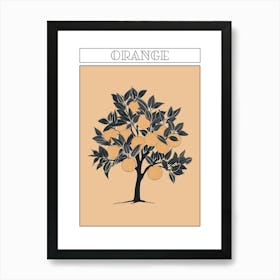 Orange Tree Minimalistic Drawing 4 Poster Art Print