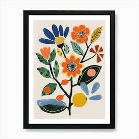 Painted Florals Bergamot 1 Art Print