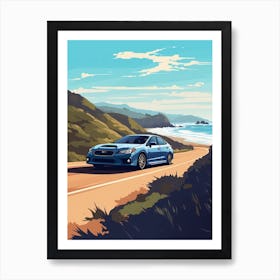 A Subaru Impreza In The Pacific Coast Highway Car Illustration 2 Art Print