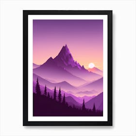 Misty Mountains Vertical Composition In Purple Tone 28 Art Print