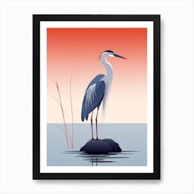 Minimalist Great Blue Heron 4 Illustration Art Print