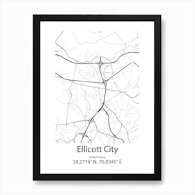 Ellicott,United States Minimalist Map Art Print