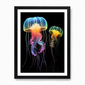 Sea Nettle Jellyfish Neon 3 Art Print