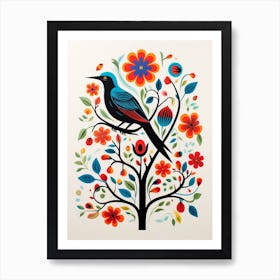 Scandinavian Bird Illustration Blackbird 2 Art Print