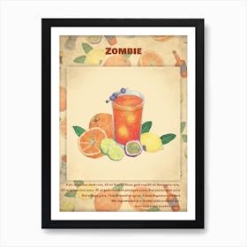 Cocktail Zombie Art Print