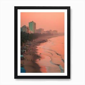 Juhu Beach Mumbai India Turquoise And Pink Tones 3 Art Print