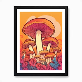Retro Mushrooms 12 Art Print
