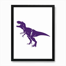 Purple T Rex Dinosaur Silhouette 1 Art Print