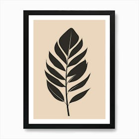 Leaf On A Beige Background Art Print