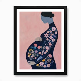 Pregnant Woman With Flowers Art Print