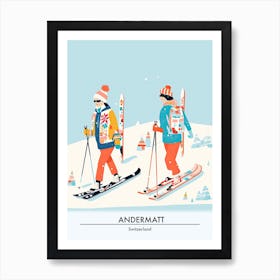 Andermatt   Switzerland Ski Resort Poster Illustration 3 Art Print