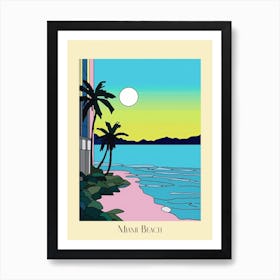 Poster Of Minimal Design Style Of Miami Beach, Usa 8 Art Print