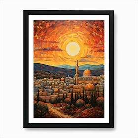 Golden Serenity: The Dome of the Rock at Sunset Art Print