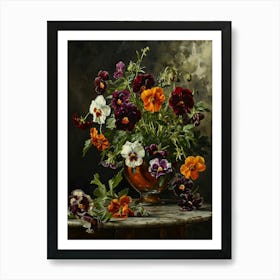 Baroque Floral Still Life Wild Pansy 2 Art Print