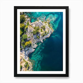 Aerial View Of A Rocky Shore Art Print