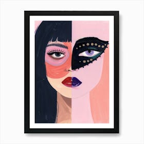 Two Women With Masks Art Print