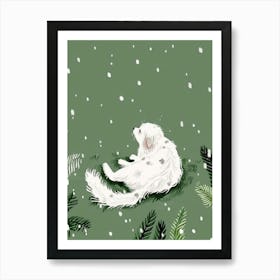 White Dog In The Snow Art Print